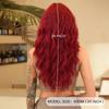 European and  American Style Women’s Fashion Red Curly Wig Full Wig with Blunt Bangs Long Wavy Wig