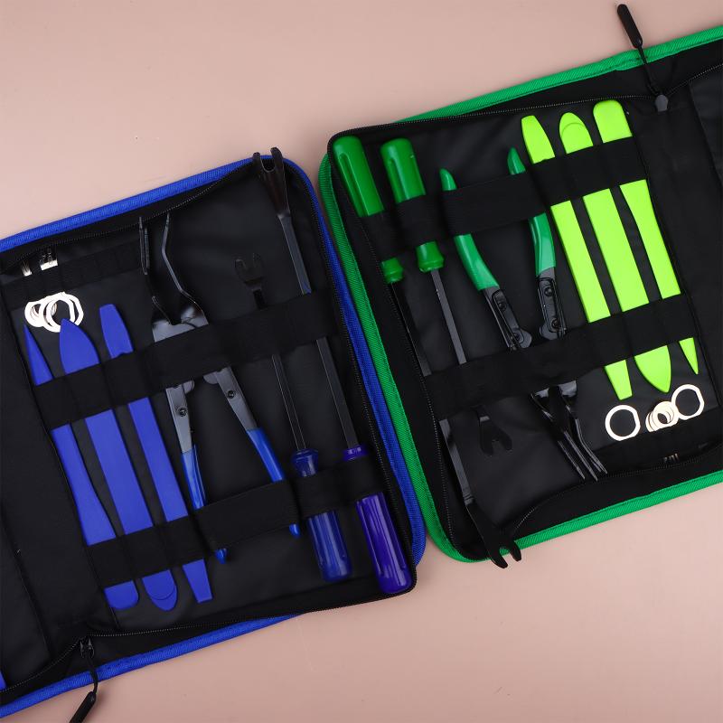 Ensemble d'outils de retrait de garnitures 11/19 pièces Pince à clips Pince pour enlever la sellerie Nylon Ensemble de retrait de panneaux de voiture avec sac de rangement portable