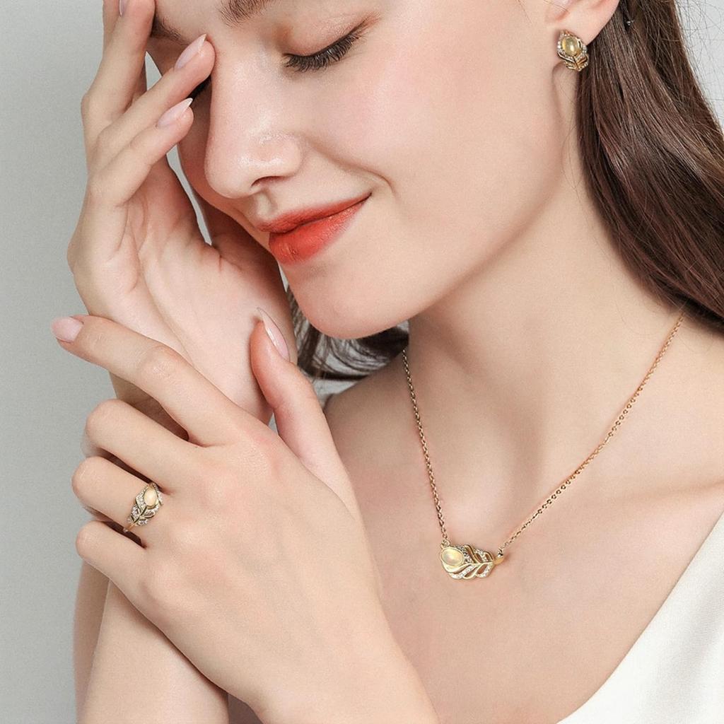 HeyMeili Women's Feather Stud Earrings, Stylish Design, 925 Sterling Silver with Opal Backing, Popular Jewelry for Women, Gift, Gold Plated