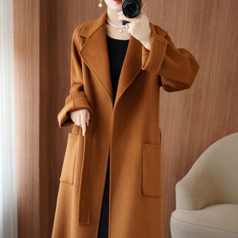 2023 Women's Mid-Length Oversized Double-Faced Cashmere Wool Coat