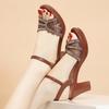 Fashion Shiny Crystal Decor High Heels Sandals for Women 2025 Summer Comfort Mesh Sandals Woman Ankle Buckle Square Heeled Party Shoes