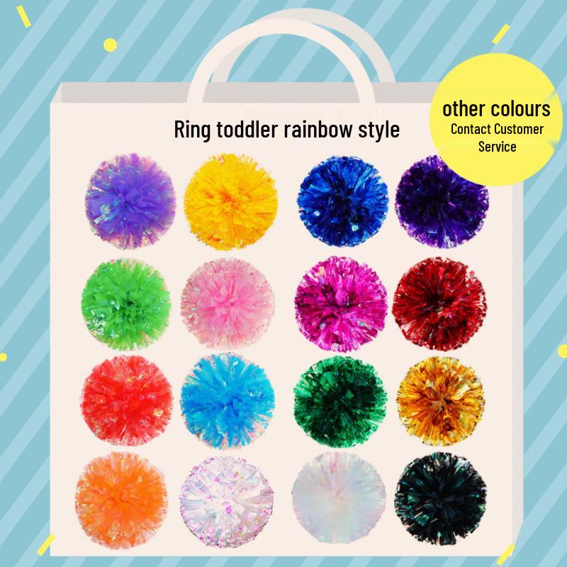 Rainbow Cheerleading Team Handheld Pom Poms for Dance Performance