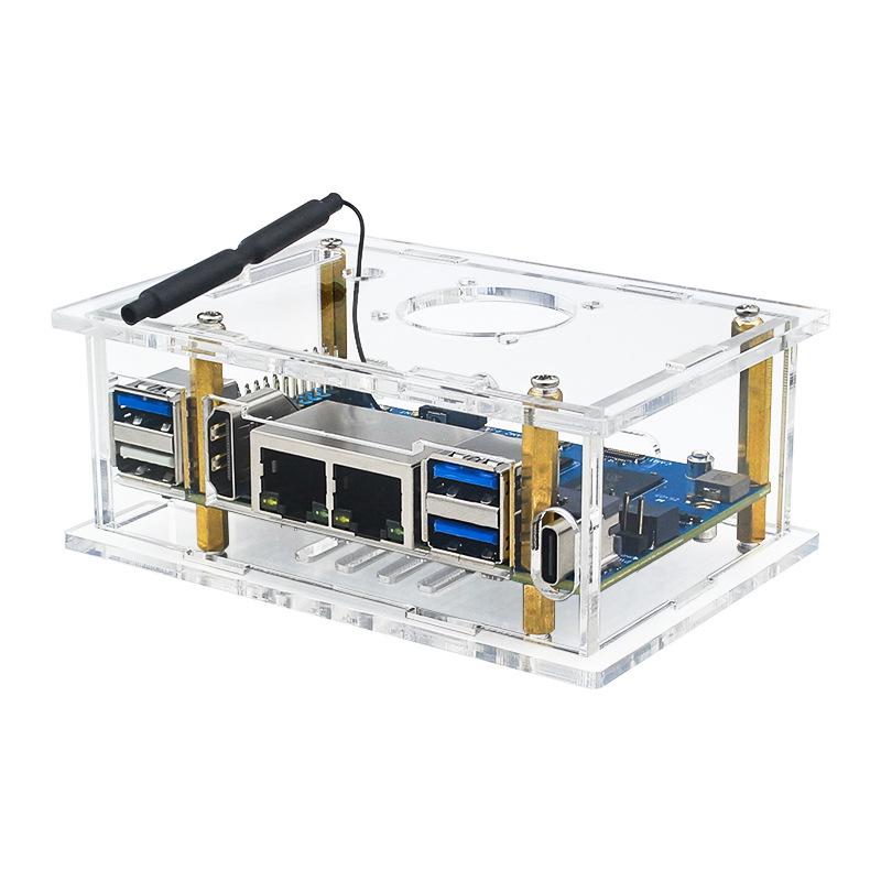Orange Pi RV2 Kit: Copper Heatsink, Acrylic Case, Fan, Power Adapter