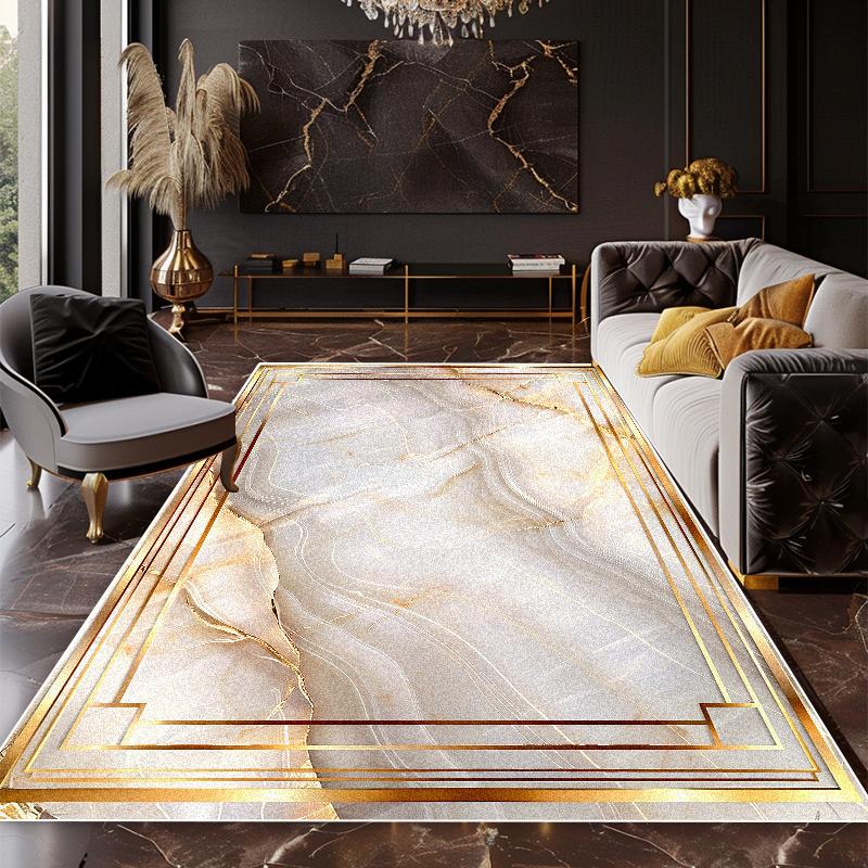 Marbled Luxury Black Gold Carpet Soft Children's Bedroom Living Room Sofa Area Rugs Balcony Dining Room Easy Clean Floor MATS