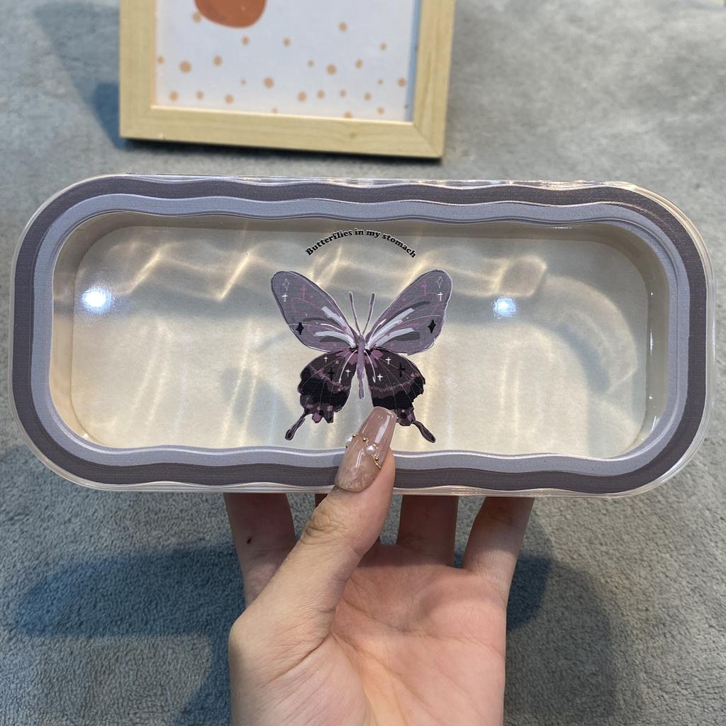 Minimalist Floral Bow Wavy Eyeglass Case,Creative Personalized Glasses Storage Box, Butterfly Kitty Eyewear Holder For Students