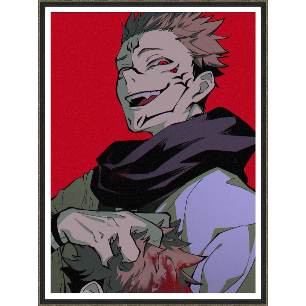 Cross Stitch Kit Set Jujutsu Kaisen 11CT 3 Strands 40X50cm Colorful Design DIY Sukuna Colorful Design For Beginners to Advanced Jujutsu Kaisen Fi