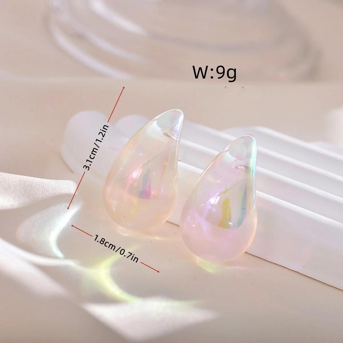 

Big Waterdrop Acrylic UV AB Dazzling Illusory Color Smooth Stud Earrings for Women Hyperbole Punk Geometry Party Zircon Gift