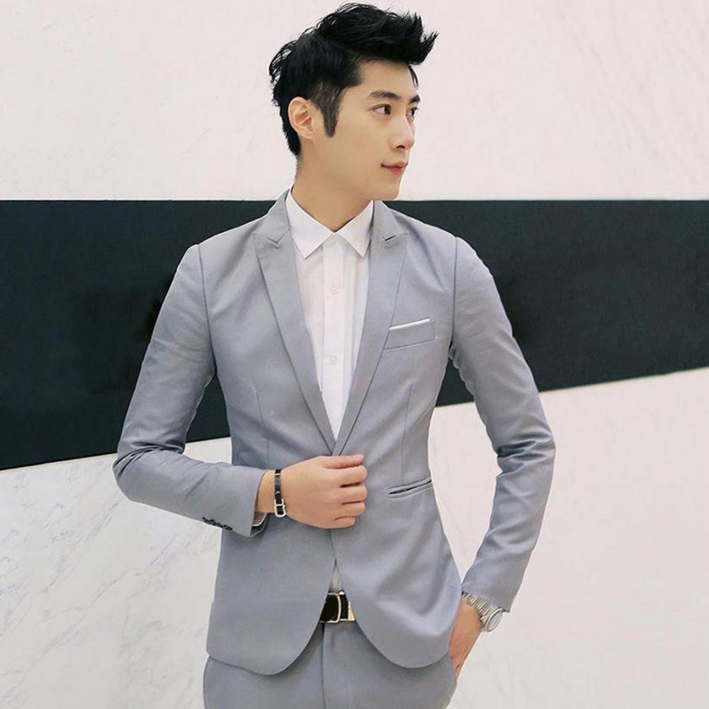 Giacca da abito per uso quotidiano da uomo Elegante da uomo Slim Fit Business per Matrimonio Festa Serale Cappotto da abito a un bottone con tasche