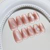 Square Press on Nail Cats Eye Fake Nail with Plaids Designs Full Cover Glues on Nail Glossy Acrylic Nail Artificial Nail