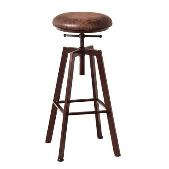 American Solid Wood & Iron Bar Stool, Coffee Shop Chair, Adjustable Counter & Bar Seating, Free Shipping