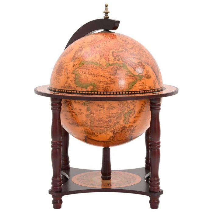 Support à vin bar forme globe Marron Bois d eucalyptus massif