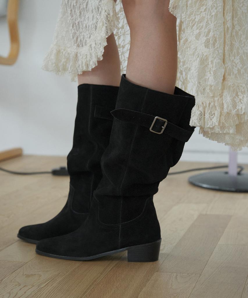 Moodnight Marin Belted Slouch Western Boots - 2 Colors