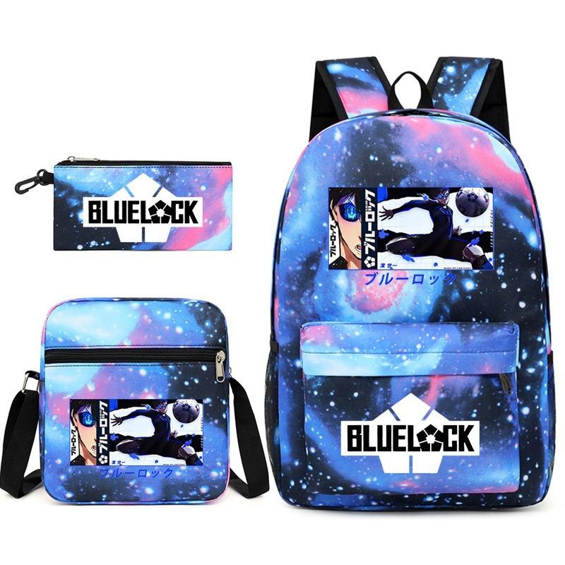 Large Capacity Schoolbag with Shoulder Strap; Student Three-piece Pencil Case Set