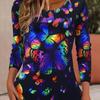 Women's Long Sleeve Colorful Butterfly Pattern T Shirts Tops 2024 Autumn New Fashion  Women's Top Harajuku Fun Pullover Clothing