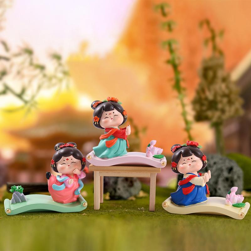 Guochao Ancient Style Tang Xiaohuan Picturesque Mobile Phone Holder Lazy Drama Chasing Artifact Desktop Small Ornament Holiday Gift