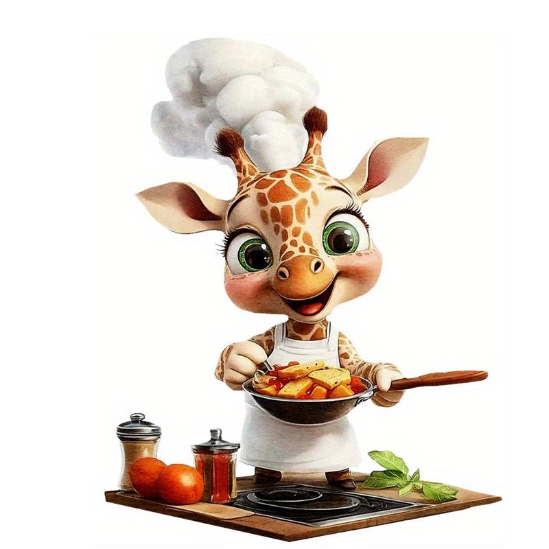 Süße Giraffe & Katze & Glückliches Nilpferd Koch Wandaufkleber - Charmantes Tier Kühlschrankaufkleber für Wohn- & Esszimmerdekor Aufkleber S481
