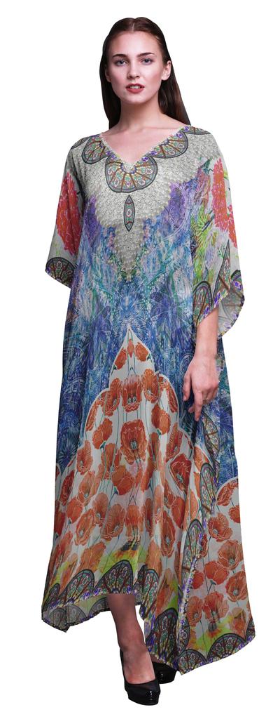Phagun Circle|Floral & Wheel Ethnic Womens Long Beach Kaftan Beachwear Bikini Coverup Maxi