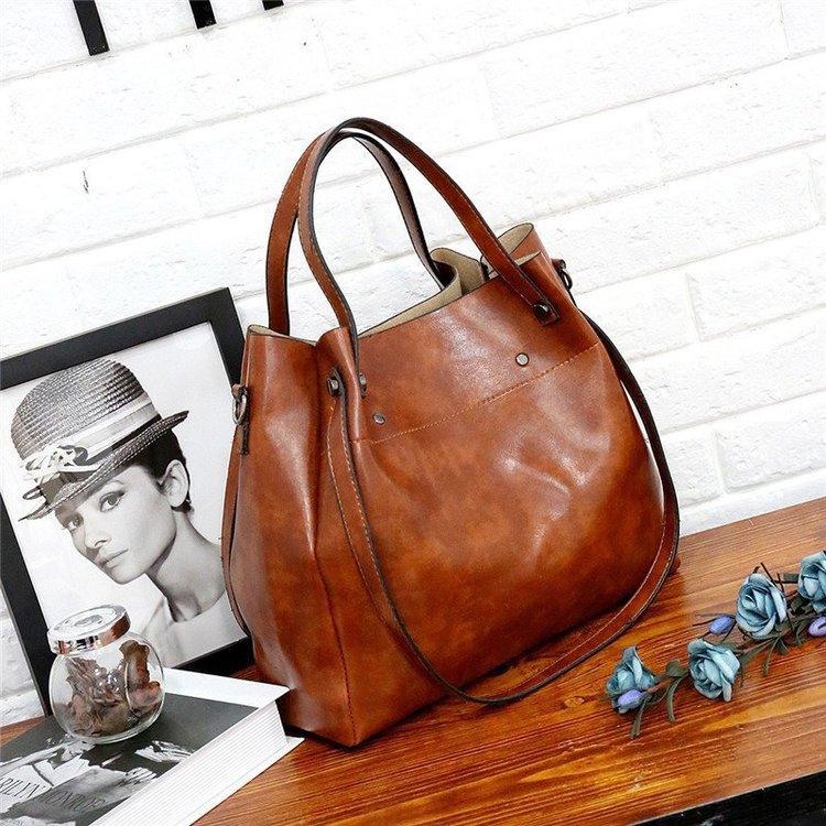 Trend 2024 Europäische und amerikanische vierteilige Einkaufstasche, trendige PU-Kinder-Muttertasche, einfarbige H-Tasche, einzelne Schulter, schräge Spanntasche