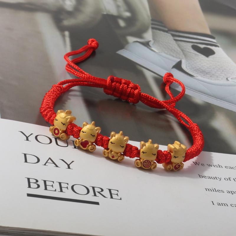 Chinese Style Zodiac Horse Bracelet 2026 Horse Year Lucky Red Rope Bracelet New Year Xmas Good Blessing Jewelry Gift