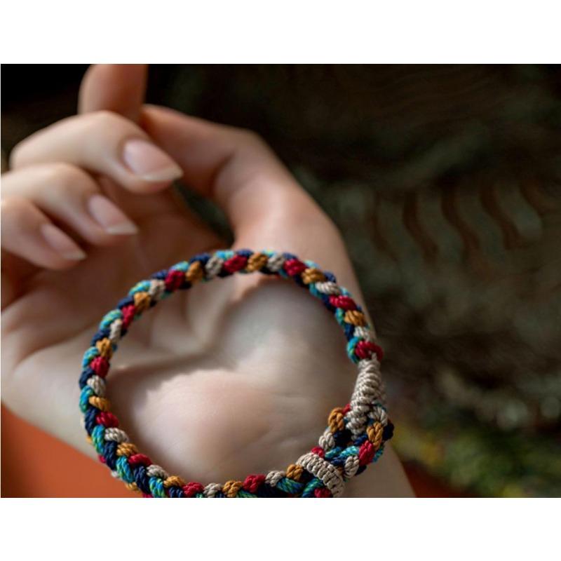 Hand-woven Colorful Hand Rope Plain Rope Hand Rubbing Cotton Bracelet Jewelry Ethnic Style Bracelet Adjustable Gift