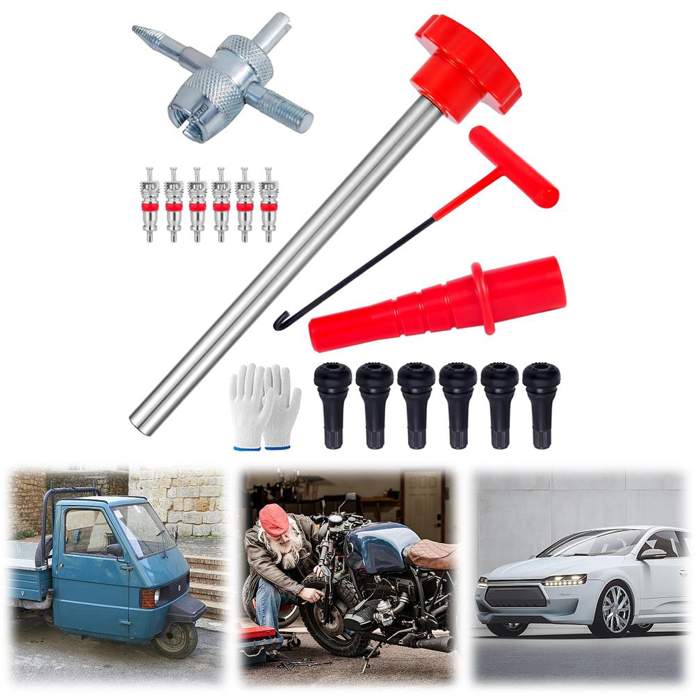 Quick Change Tire Valve Core Tool Kit with 6 TR413 Valve 4-Way Valve Tool  Tool for Replacing Leaking Valves in Cars China Mainland