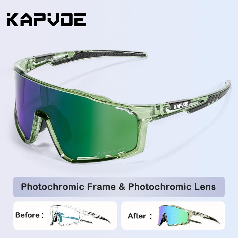 Kapvoe Color Photochromic Cycling Glasses MTB Sunglasses for Men Women Sport Speed Mountain Bike Bicycle Cycl Eyewear Goggle
