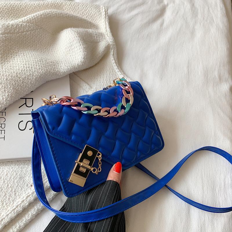 

Новые сумки через плечо с клапаном, маленькая квадратная женская сумка через плечо, клетчатая сумка из искусственной кожи, дизайнерские сумки на цепочке для женщин 20x14x6cm