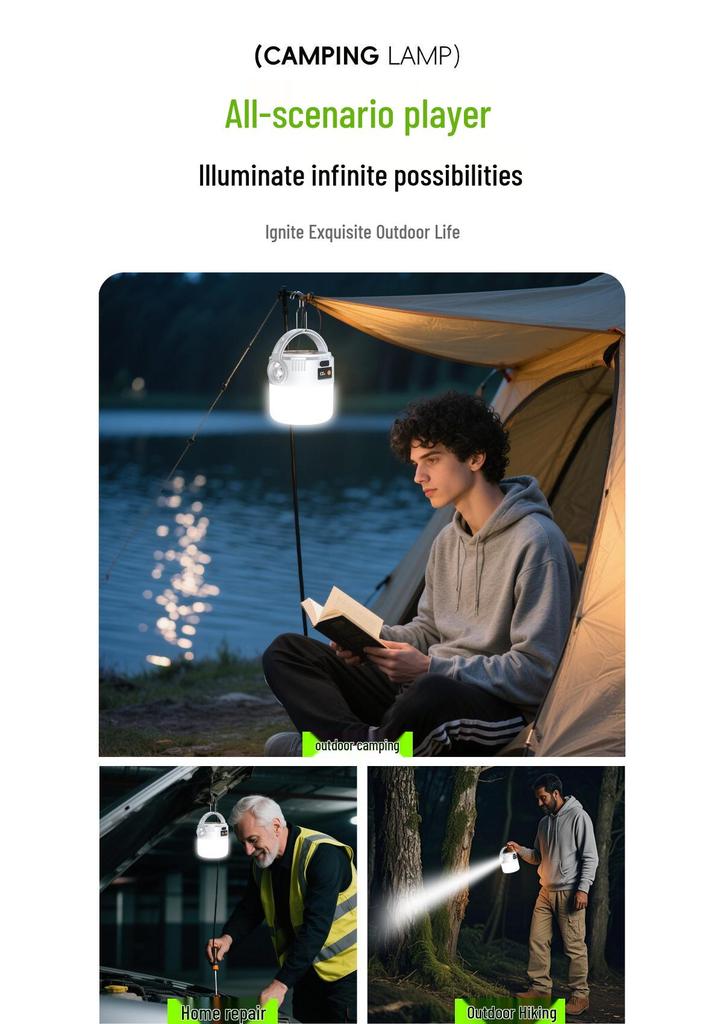 Solar Camping Light with Ultra-Long Battery for Outdoor, Market Stall, Tent, and Emergency Use