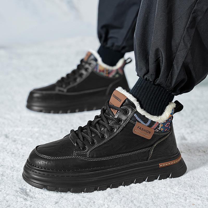 Зимние ботинки Мартинс, утепленные, из бархата, теплые, высокие, британский ретро, ботинки средней высоты, снежные, хлопковые 39