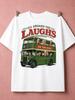 Unisexs Tshirt All Aboard The Laughs On The Buses Tshirt Green Double Decker Cast Retro British Sitcom Comedy Graphic