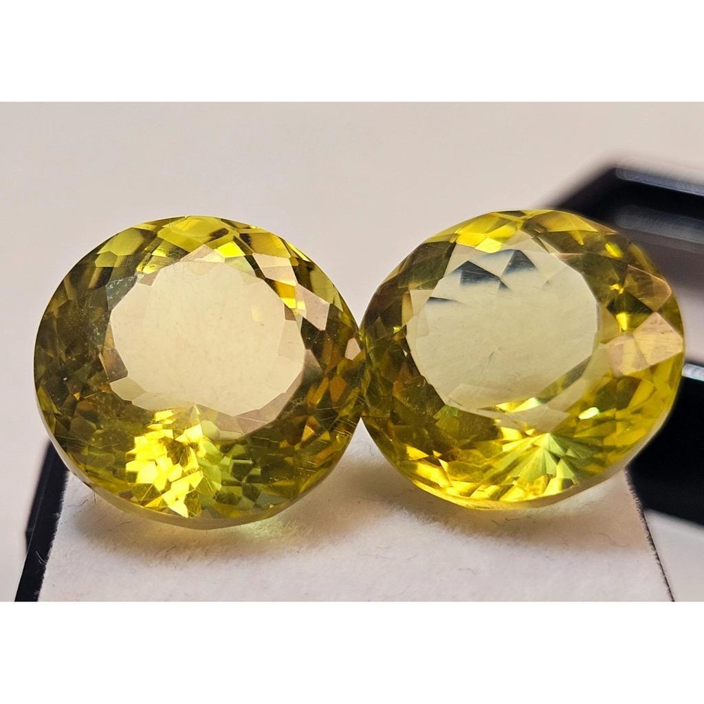 22.10 Ct Natural Yellow Sapphire Round For Earring Making Pair Gemstone
