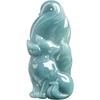 A-Note Natürlicher Blauer Jade Neunschwänziger Fuchs Anhänger mit Jadeblume, Damenstil