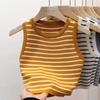 Summer Spring Striped Tank Tops Women Sleeveless Knitted T-Shirts Crop Tops Female Elastic Slim Casual Vests Pullover Camis