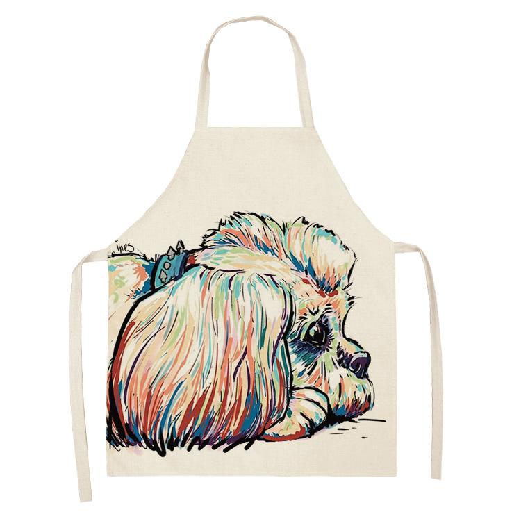 Kitchen household apron Nordic polyester Explosive dog animal series Polyester apron adult overalls Polyester material apron 38x47cm