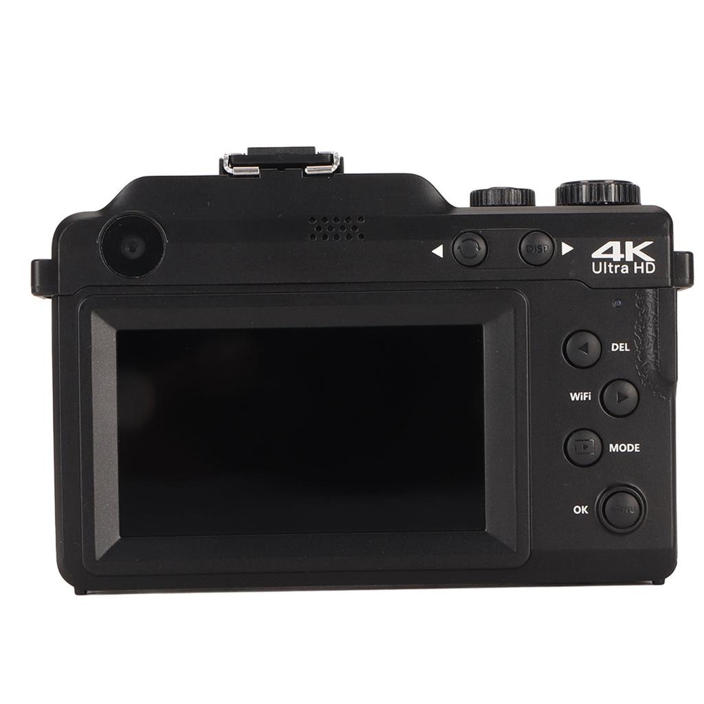 Digitalkamera, Schwarz, 64 MP, 4K, 3-Zoll-IPS-Bildschirm, 18-facher Zoom, Beauty-Filter, Autofokus mit Weitwinkelobjektiv