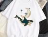 Women Y2K Fashion T Shirt Casual Loose Fit Tee with Cute Cartoon Whale Graphic Harajuku Style Top Daily Streetwear Oversized