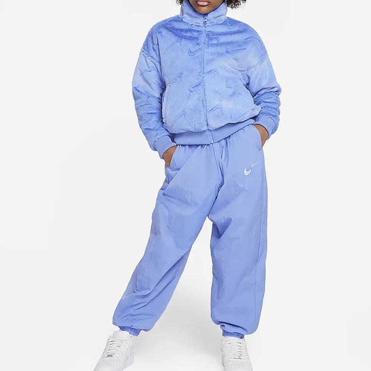 Nike Kids Sportswear Solid Color Stand Collar Long Sleeve Casual Jacket Kids Jackets Polar-Blue FJ6154-450