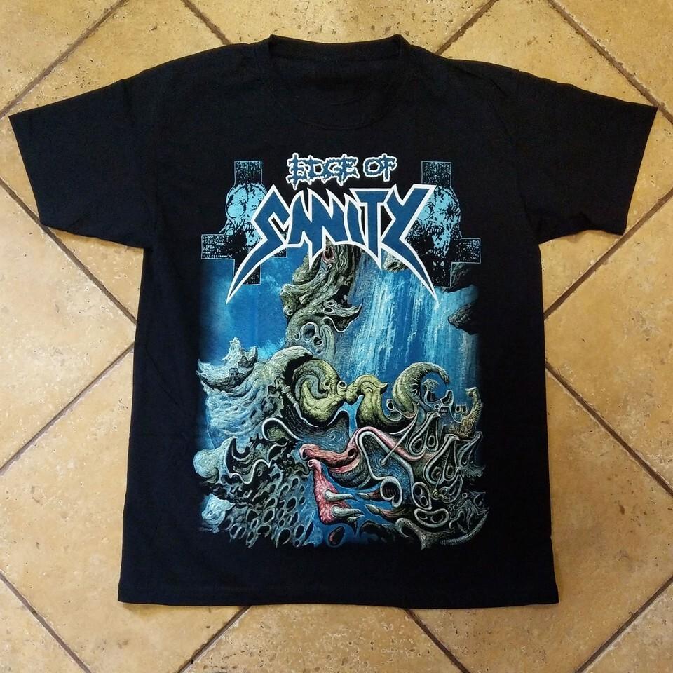 

EDGE OF SANITY гурт Чорна футболка з щільної бавовни Повний розмір Чоловіки Жінки Футболка BL116 Унісекс Футболка XXL