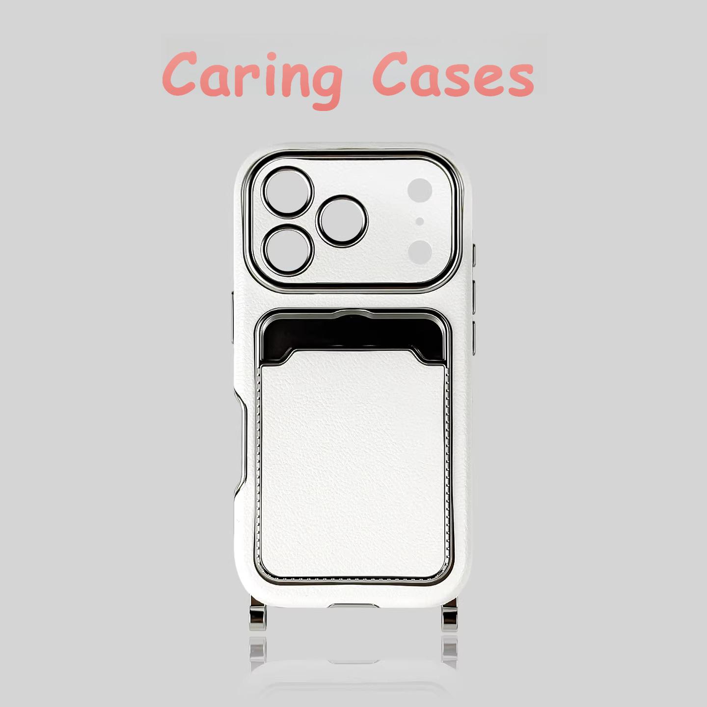 

For iPhone 17 Pro Max Case Electroplated Card Holder Leather Patch Precision-Cut Anti-Drop Soft Cover with iPhone 16 15 14 13 iPhone 14 білий