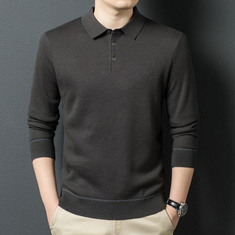 

FENGXUN Men s Autumn/Winter Solid Color Lapel Pullover FXT5164 185