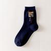 Women's Mid-Calf Cotton Socks: European & American Famous Painting Cartoon Design - Perfect for Autumn/Winter Casual or Sports Wear.