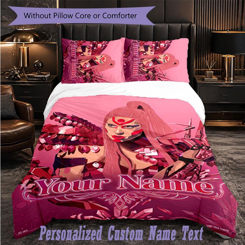 Personalized 3Pcs Bedding SetLady Gaga Custom Text Duvet Cover Pillowcase Set Bedroom Gift