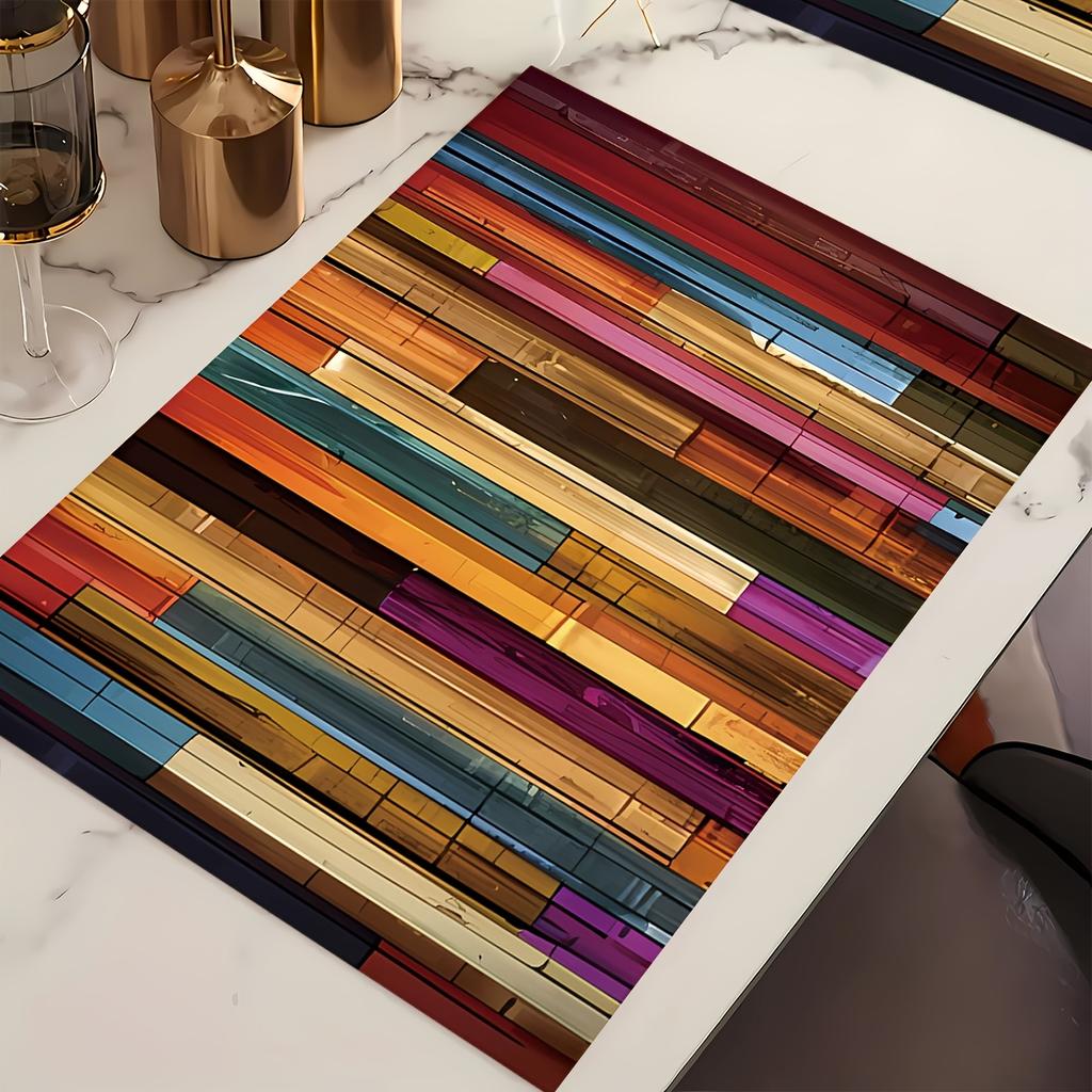 [Bunte gestreifte Platzsets] 4 Stück bunte gestreifte Muster-Platzsets, Perfekte Geschenk-Platzsets, Tischdekoration zum Abendessen, Einfache Tischdekoration Platzsets
