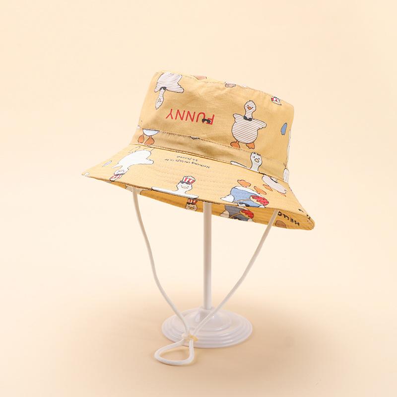 Children's Spring Summer Cartoon Fisherman Bucket Hat Printed Outdoor Unisex Boys Girls UV Protection Fashionable Sunshade Cap