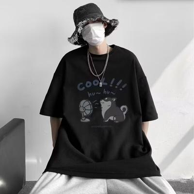 Men'S Trendy Letter Round Neck Printed Short Sleeved T-Shirt For Summer Ins Loose Casual Top