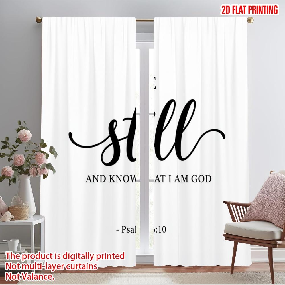 2pcs 2D flat printing Curtains Be Still Know God Fabric Without Electricity Festive Wall Decor Perfect for Wall art Party