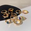 Retro Color Block Adjustable Oil Drip Ring - Trendy Open-Design Niche Finger Ring