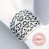 Sterling Silver Wide Band Ring - Open Grapevine Pattern Bohemian Style Unisex Vintage Jewelry