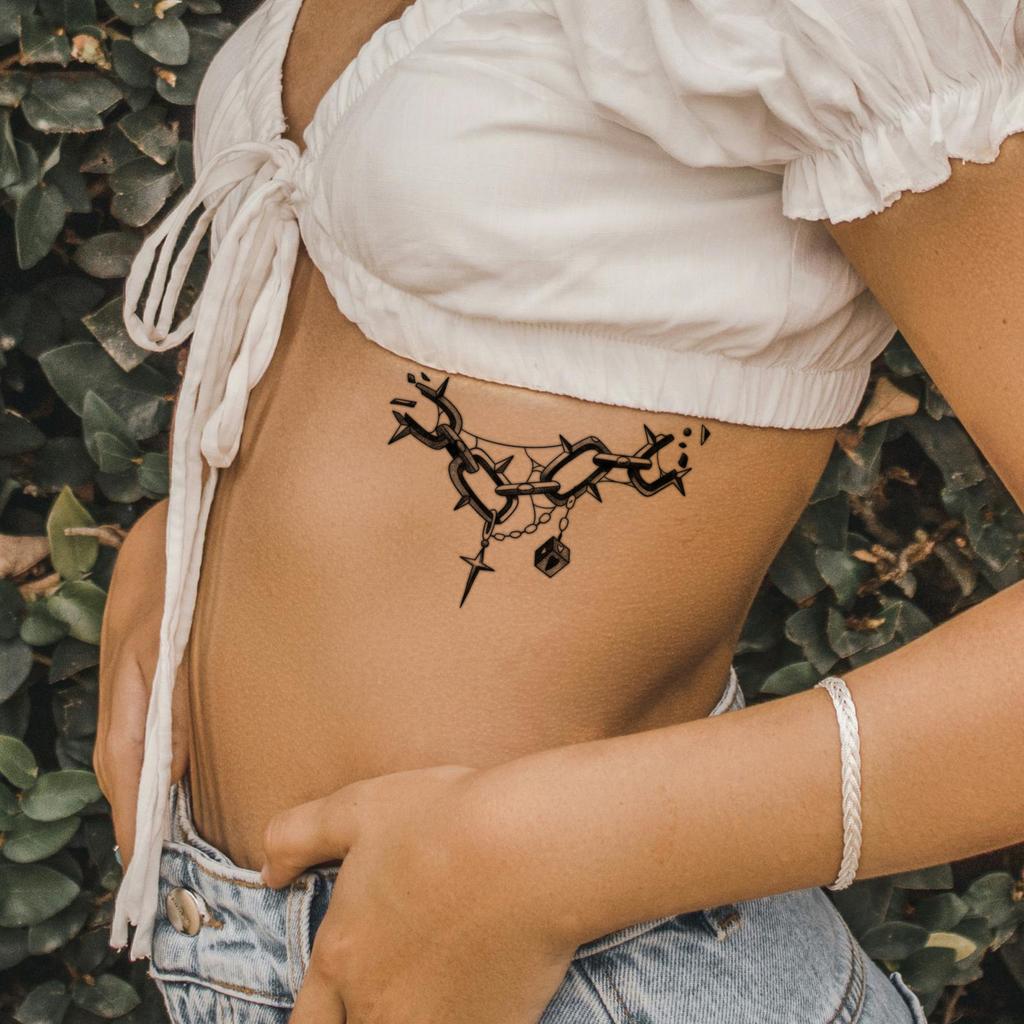Sweet And Cool Iron Chain Tattoo Sticker, Advanced Sense, Personality, Domineering, Dark Hot Girl Tattoo Sticker