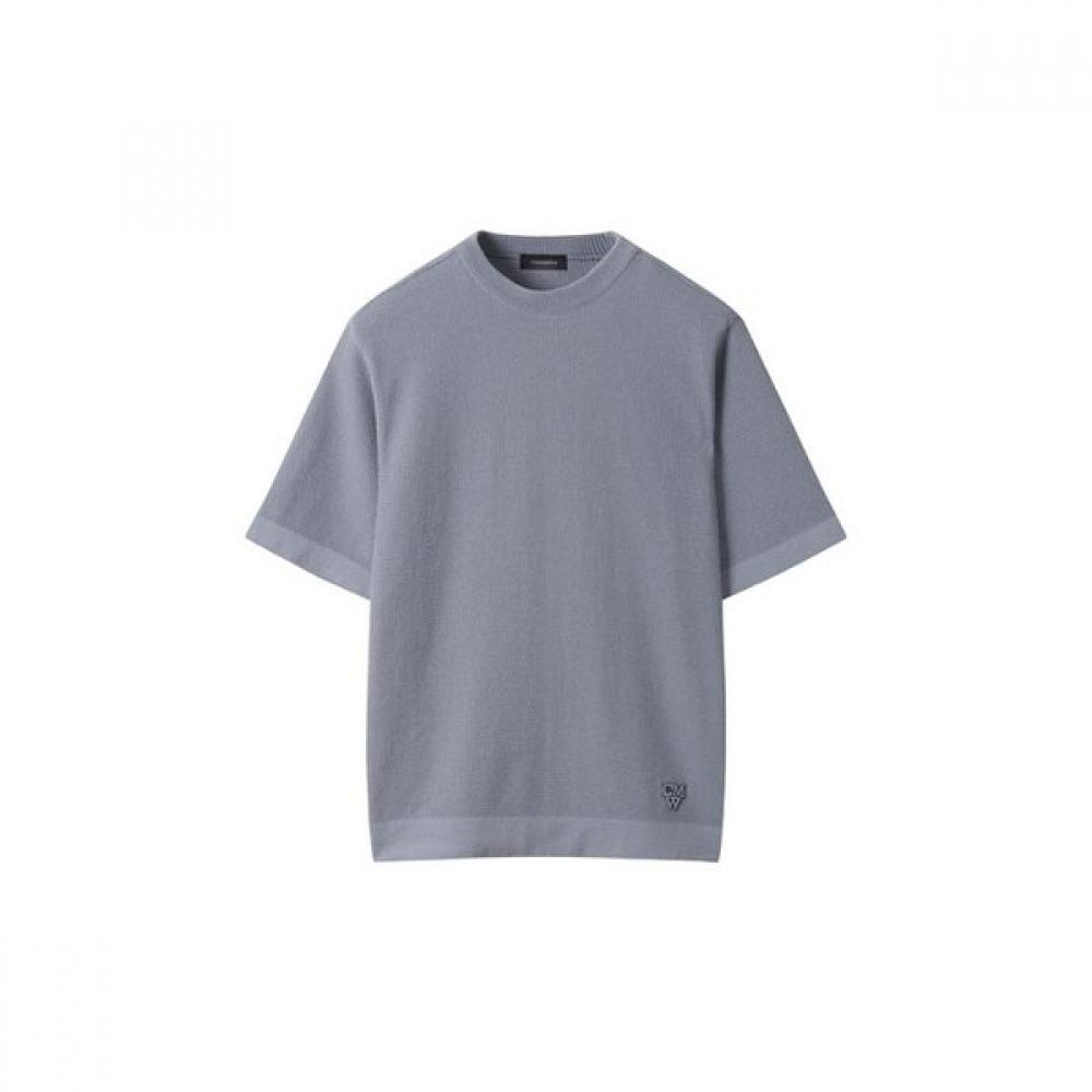 Customellow Grey Texture Half Round Neck Sweater Cwwam25422gyx